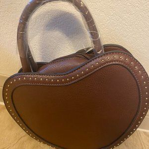 Heart Shaped Cute Faux-Leather Handbag with Strap.